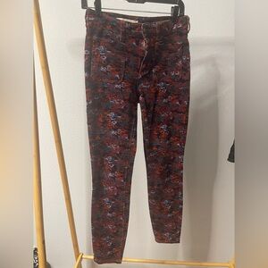 Anthropologie Kids Leggings with Red and Blue Floral Pattern